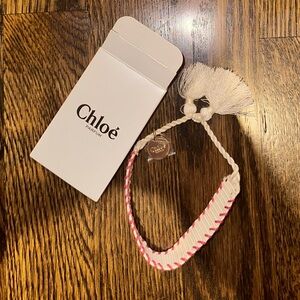 I Am Chloe Parfum Fabric Bracelet Pink Cream With Charm Medallion Tassle